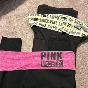 Pink fold over Leggings with Black Base